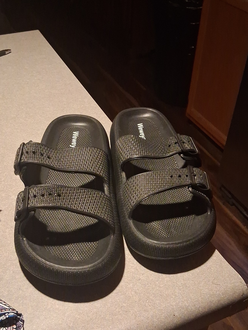 Black Weweya Double-Buckle Slide Sandals